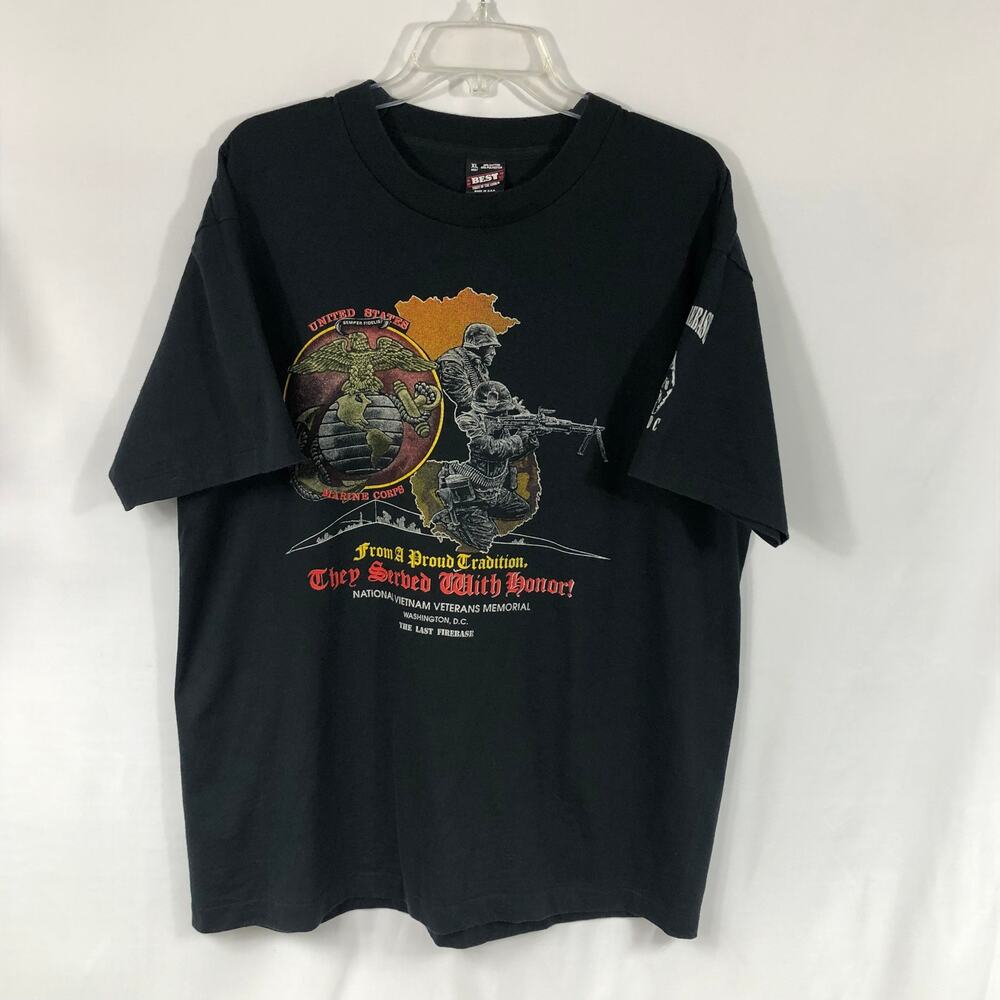 National Vietnam Veterans Memorial THE LAST FIREBASE Black T-Shirt Men XL USMC